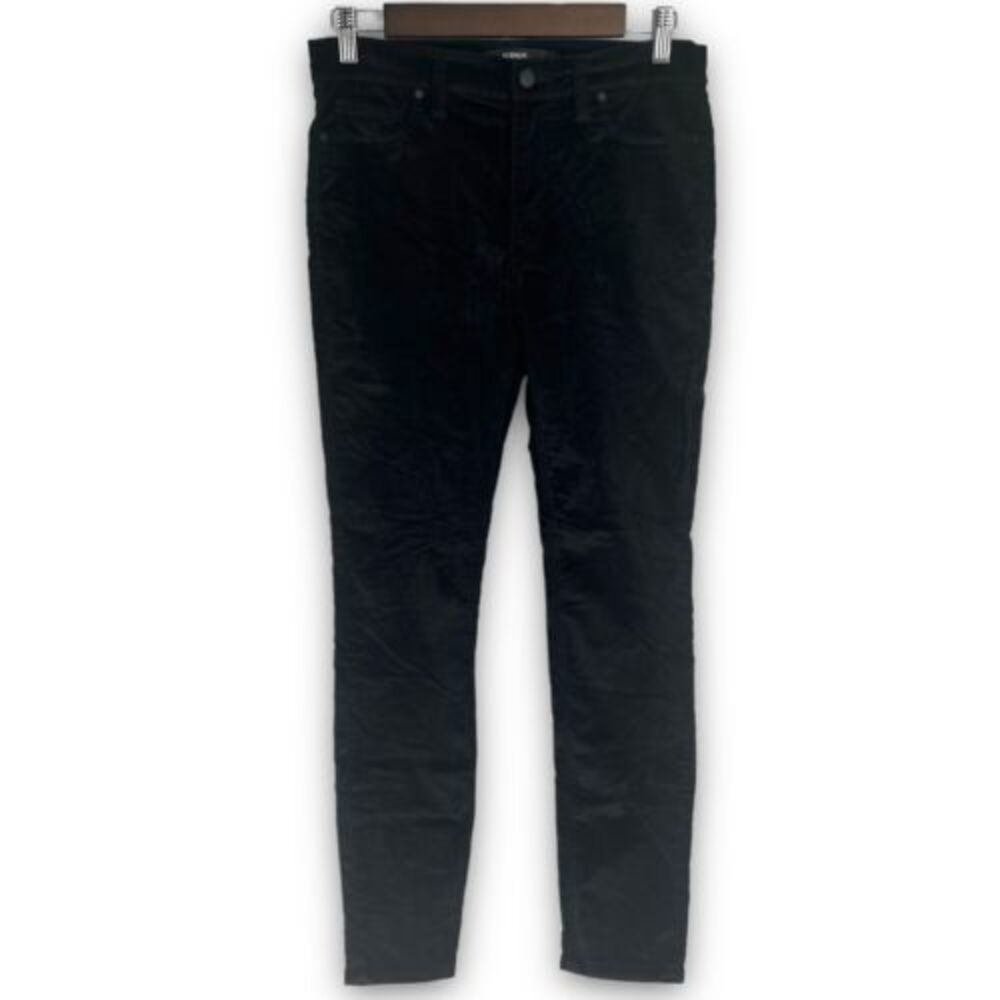 Hudson Black High Rise Barbara Super Skinny Velvet Velour Ankle Jeans Size 27‎